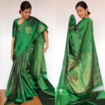 Bottle Green Kanjivaram Saree with Handwoven Gold Zari Checks