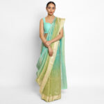 Blue Ombre Pure Tissue Chiffon Saree