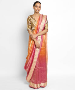 Pink Ombre Pure Tissue Chiffon Saree