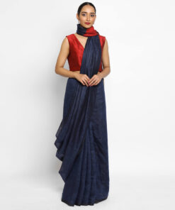 Navyblue Handwoven Pure Linen Saree