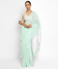 Mint Handwoven Pure Linen Saree