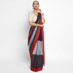 Handwoven Pure Black Linen Saree