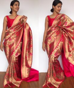 Pink Banarasi Silk Saree with Beautiful Paithani Weaves