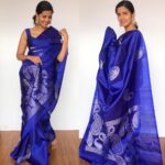 Royal Blue Kanjivaram Silk Saree with Paisley Motifs