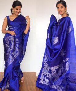 Royal Blue Kanjivaram Silk Saree with Paisley Motifs