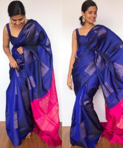 Royal Blue Kanjivaram Silk Saree with Silver Zari Weaves