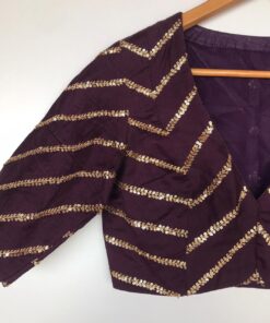 Dark Purple Raw Silk Blouse