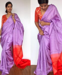 Lilac Kanjivaram Silk Saree with Handwoven Silver zari brocade weaves