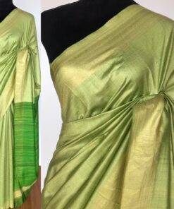 Green Handloom Tussar Ghicha Silk Saree