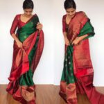 Bottle Green Kanjivaram Silk Saree with Gold Zari Weaves