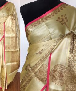 Yellow Tissue Silk Saree with zari weaves