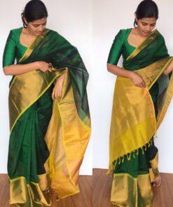 New Bottle Green Mangalagiri Silk Saree