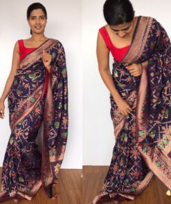 Navyblue Banarasi Silk Saree in Georgette with Beautiful Gharchola Weaves