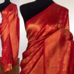 Scarlet Red Banarasi Silk Saree with Gold Zari Weaves