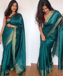 Blue Muga Silk Saree