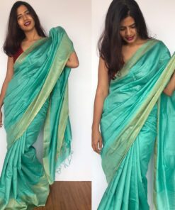 Pastel Blue Muga Silk Saree