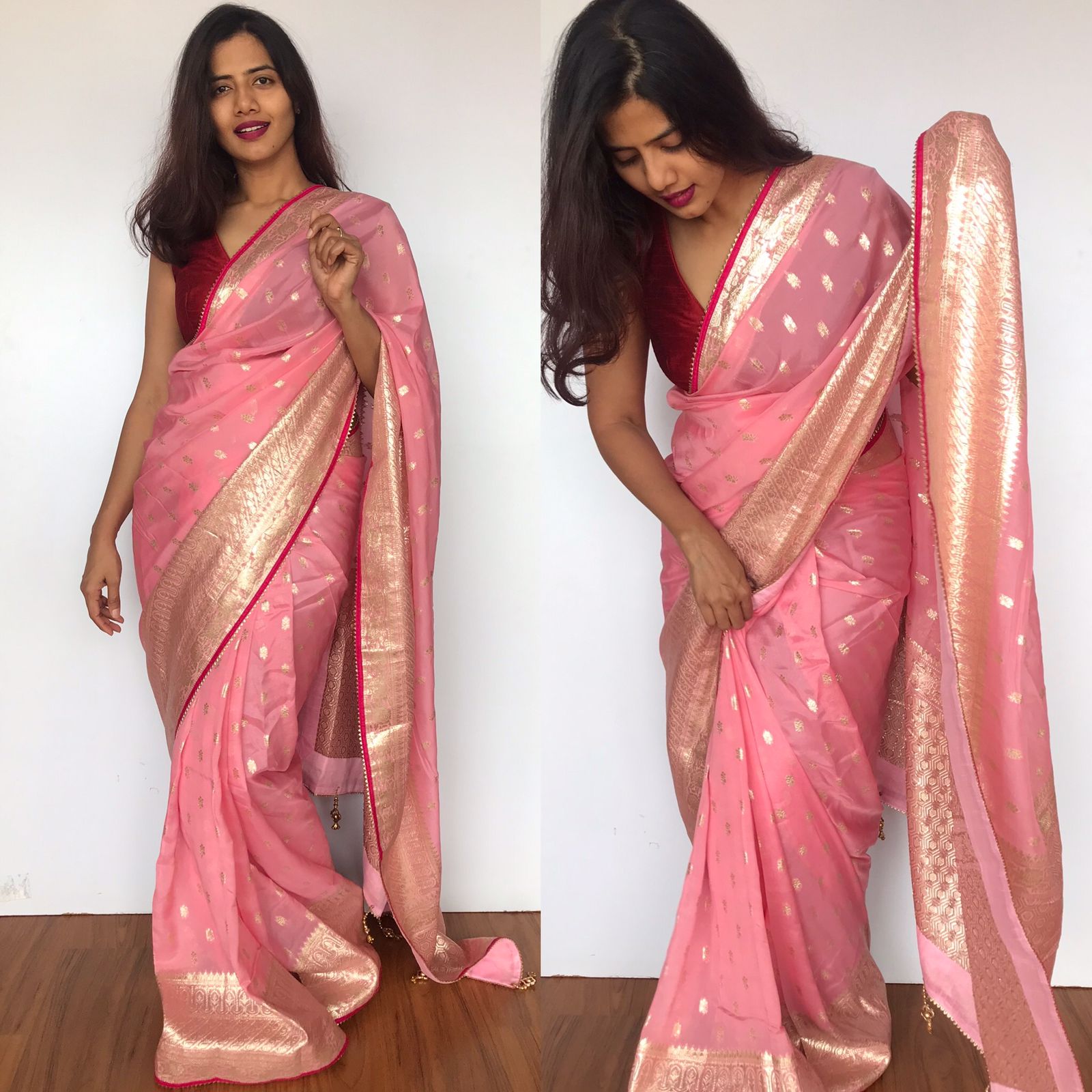 Pinkish Red Saree for Women Inspired Sarees. Patola Party Wear Saree.  Indian Ethnic Traditional Sari. -  Canada