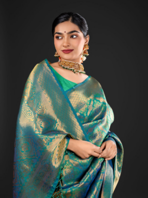 Green Banarasi Tissue Silk saree for Diwali 2024-2025