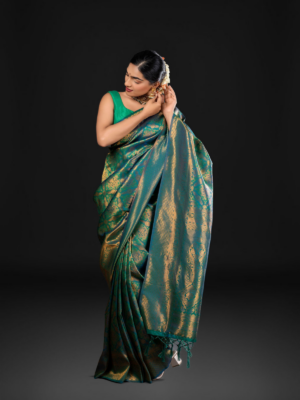 Green Banarasi Tissue Silk saree for Diwali 2024-2025