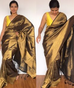 Black Banarasi Silk Saree with Gold Zari Weaves