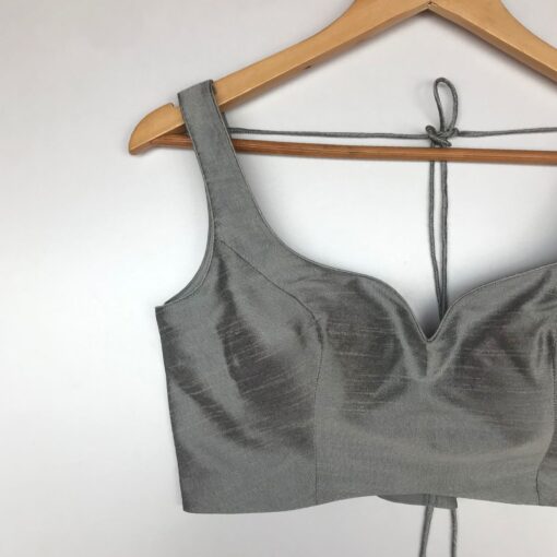 Grey Raw Silk Blouse