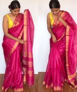 Pure Hot Pink Kota Tussar Silk Saree