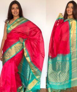 Pink Mangalagiri Pattu Sarees with Kanchi Border