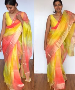 pure Yellow Kota Silk Saree