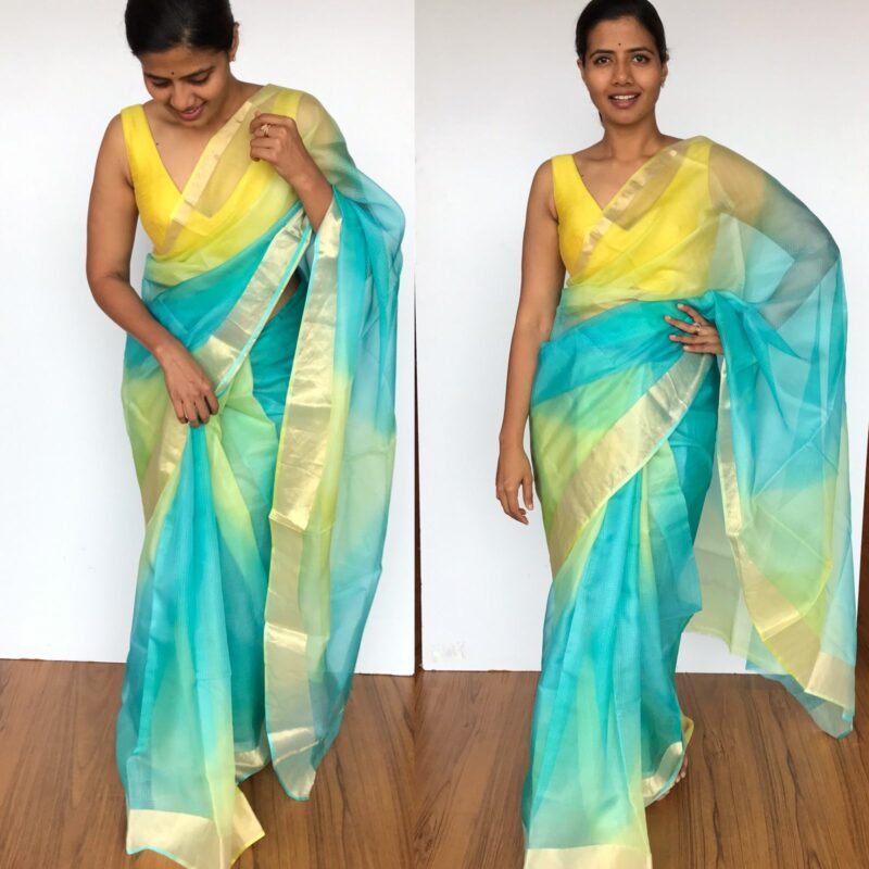 Pure Blue Kota Silk Saree