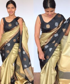 Cream Kora Silk Saree with Gold Zari Weaves