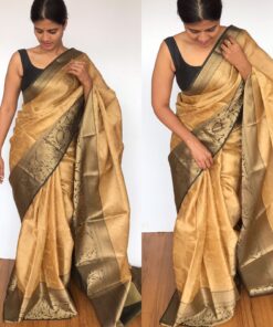 Gold Kora Silk Saree with Gold Zari Weaves