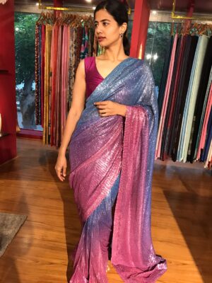 shimmer tissue silk saree for Diwali 2024-2025