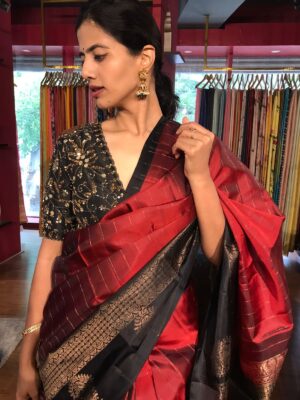 Red Kanchivaram Silk Saree for Diwali 2024-2025