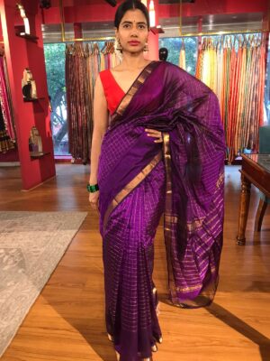 purple tissue silk saree for DIwali 2024-2025