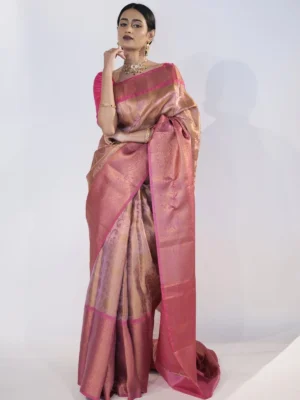 Must have pink kora silk saree with zari weaves for 2025