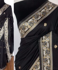 Black Banarasi Saree with Golden Zari Weaves