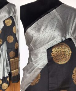 Grey Kora Muslin Silk Saree