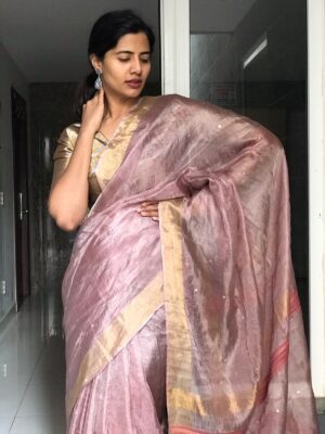 Must have Onion Pink Tissue Silk saree for 2025