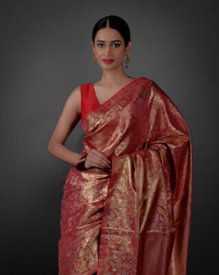 Red silk saree Wedding Party Look for 2025 online at Mirra Clothing