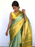 Sea Green Kora Silk Saree