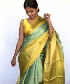 Sea Green Kora Silk Saree