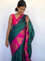 Emerald Green Kora Silk Saree