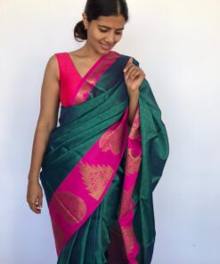 Emerald Green Kora Silk Saree