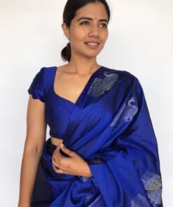 Royal Blue Raw Silk Blouse