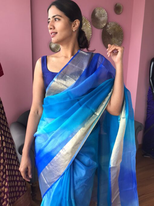 Pure Dark Blue Kota Silk Saree