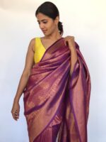 Purple Banarasi Saree with Gold Zari Weaves