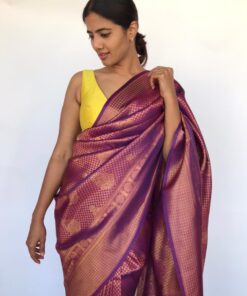 Purple Banarasi Saree with Gold Zari Weaves