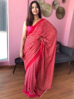 Multicolored Printed Satin Saree Online