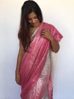 Ombre Pink Georgette Sequin Saree