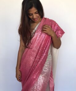 Ombre Pink Georgette Sequin Saree